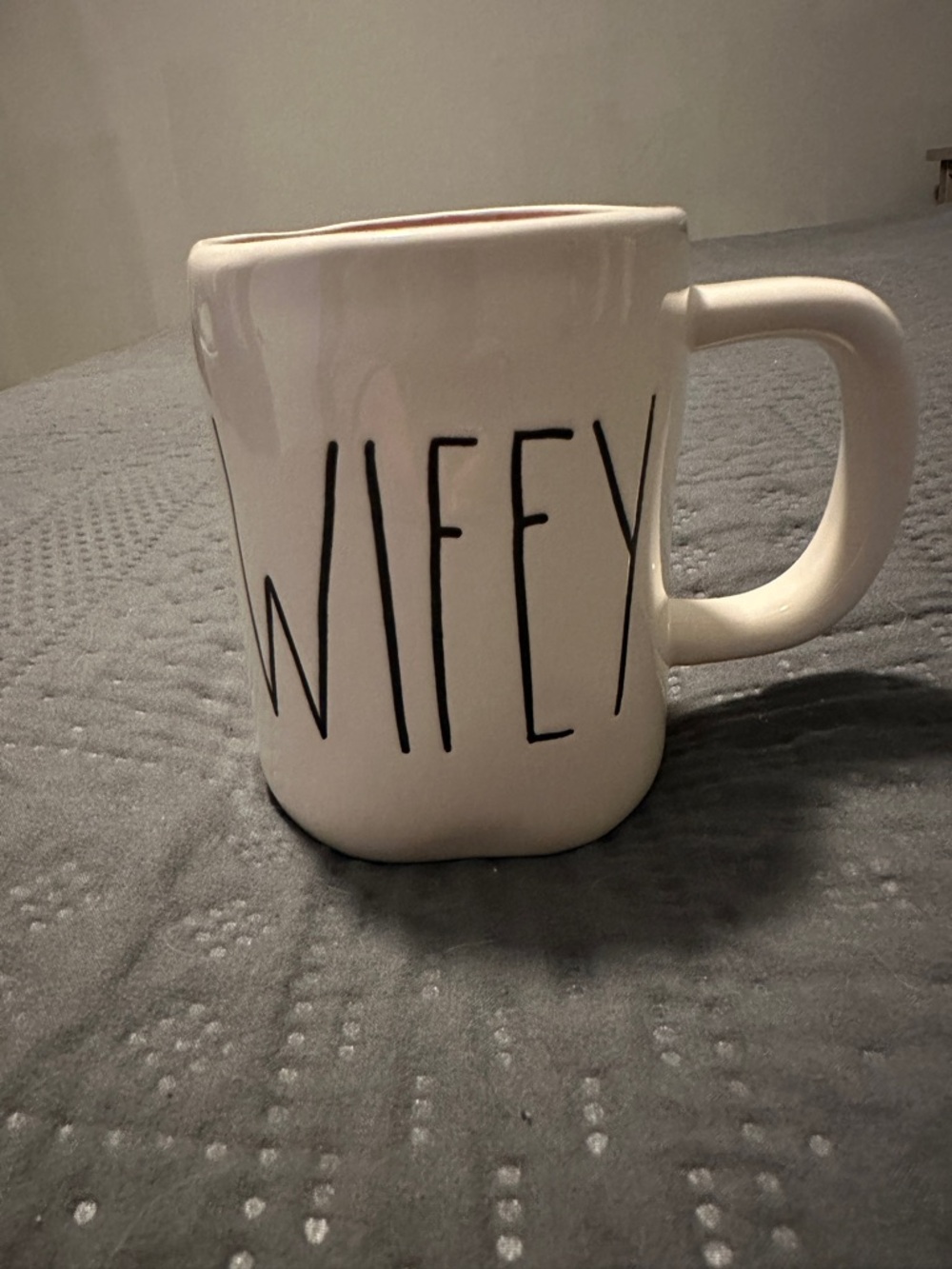 Rae Dunn “Wifey” Ceramic Mug in White with Pink Inside